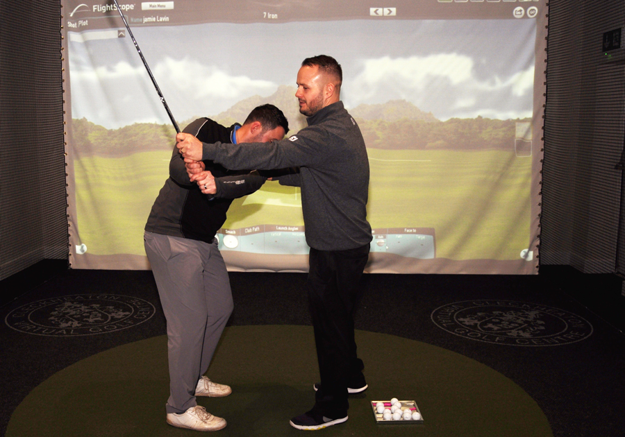 The teaching bay and golf swing analysis displays